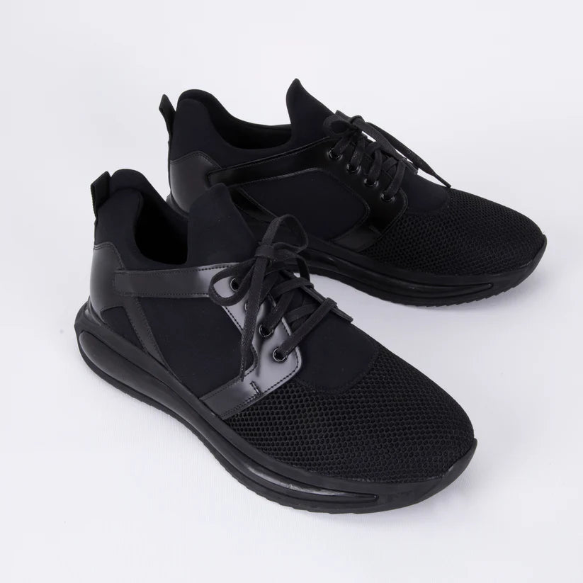 Trust Shoes D2535 Erkek Sneaker Spor Ayakkabı Siyah – Hakiki Deri, Hafif ve Esnek Günlük Yürüyüş Ayakkabısı