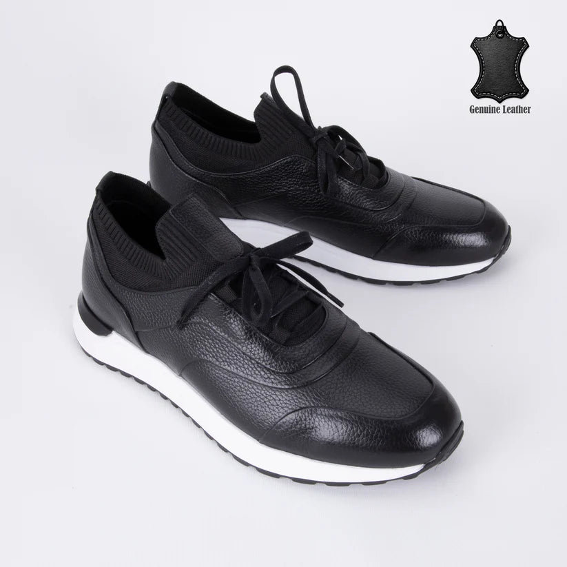Trust Shoes D546T Erkek Sneaker Spor Ayakkabı, Hakiki Deri & Knit Üst, EVA Taban Günlük Kullanım