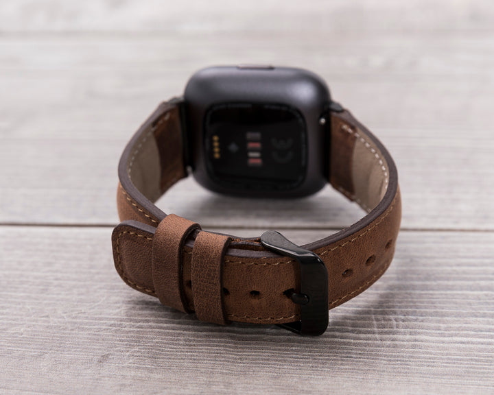 Fitbit Versa, Lite, Sense Serileri İle uyumlu, Deri Saat Kordonu, Kahverengi
