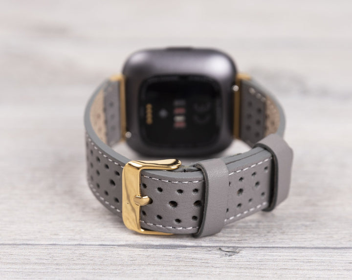 Fitbit Versa, Lite, Sense Serileri İle uyumlu, Deri Saat Kordonu, Spor Gri