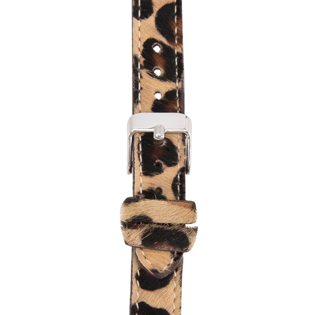 Hakiki Deri, El Yapımı, Saat Kordonu, 18 mm Ölçü, Tüylü Leopar