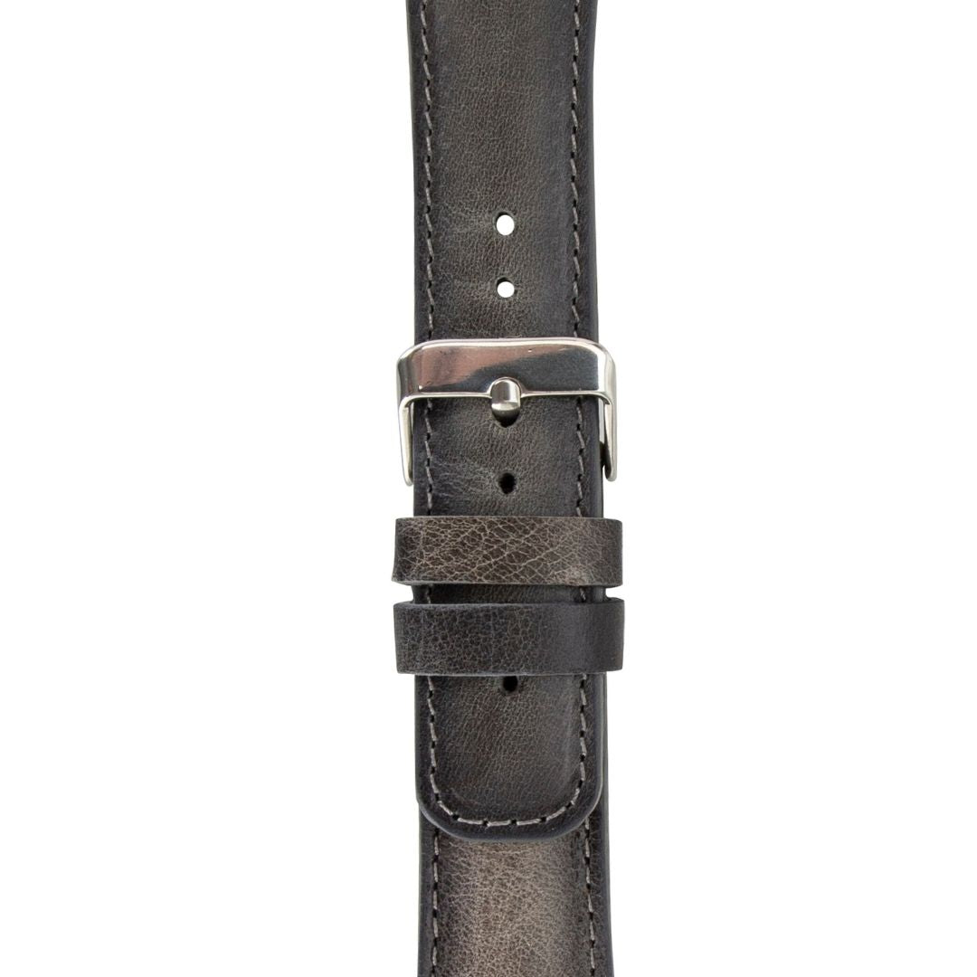 Hakiki Deri, El Yapımı, Saat Kordonu, 22 mm Ölçü, Gölgeli Gri