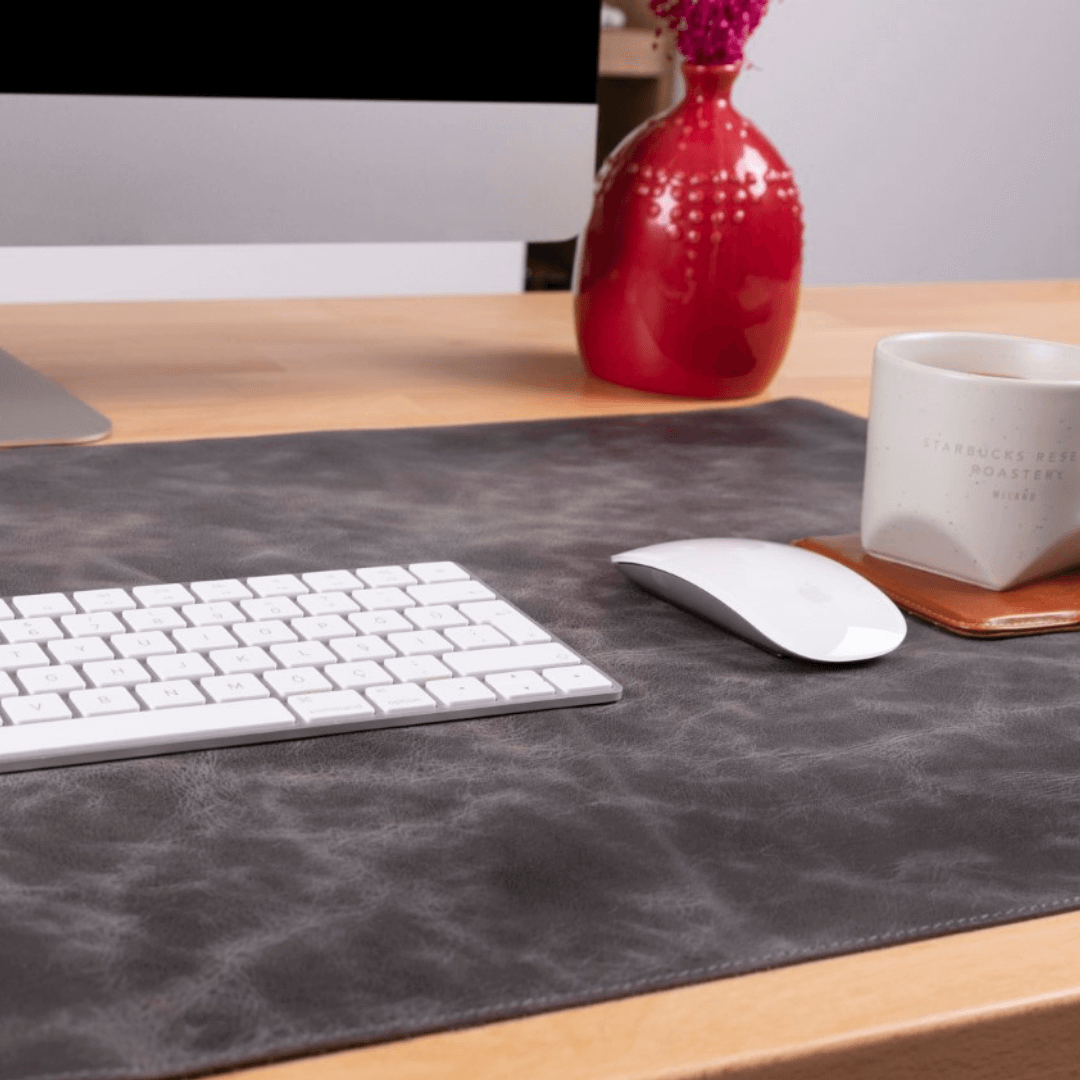 Hakiki Deri, El Yapımı Masa Matı, 91*48cm Gölgeli Gri