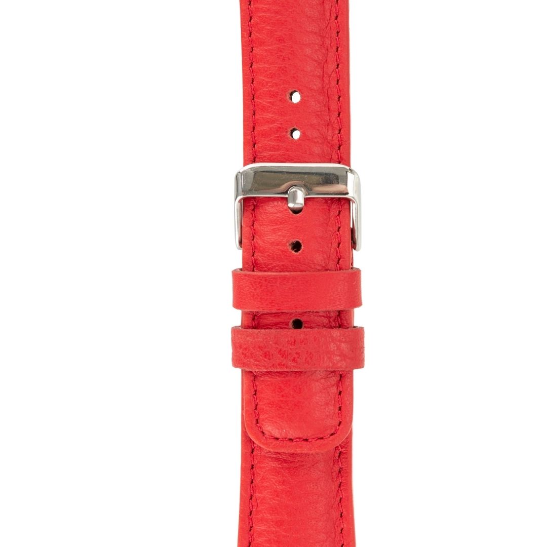 Hakiki Deri, El Yapımı, Saat Kordonu, 22 mm Ölçü, Nar Çiçeği