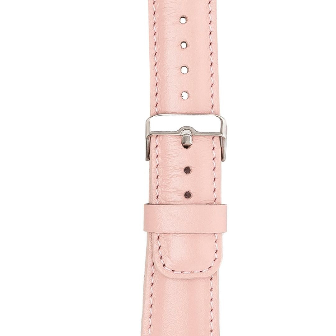 Hakiki Deri, El Yapımı, Saat Kordonu, 22 mm Ölçü, Pudra Pembe