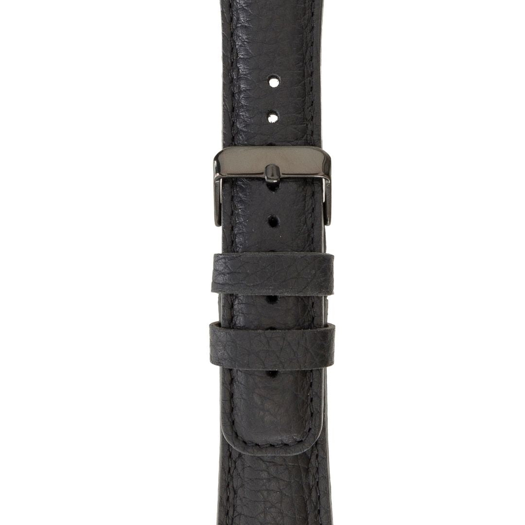 Hakiki Deri, El Yapımı, Saat Kordonu, 22 mm Ölçü, Dokulu Siyah