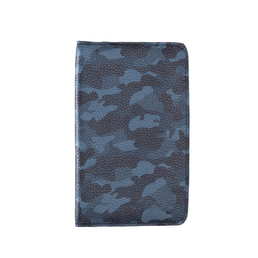 Leony Hakiki Deri, El Yapımı, Kartlık Bölmeli Kılıf, 6 Kart Bölümü, Kamuflaj Mavi