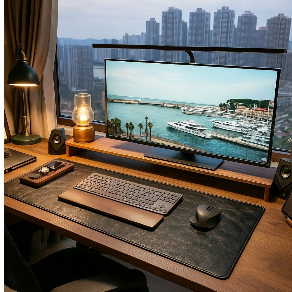 Hakiki Deri, El Yapımı Masa Matı, 80*37cm Rustik Siyah