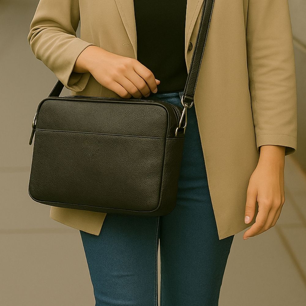 Leeds 16 inç MacBook Ve Pc Uyumlu, Hakiki Deri, El Yapımı Kılıf, Kömür Siyahı