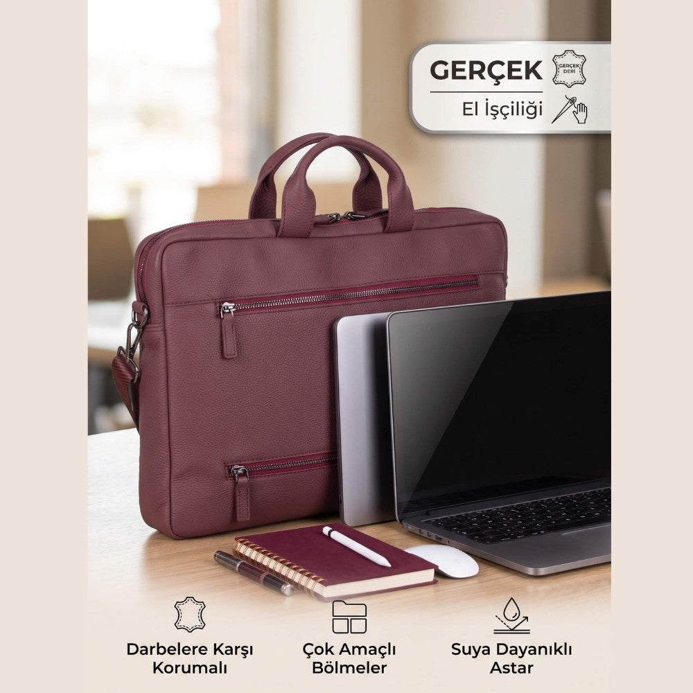 Truro Hakiki Deri Laptop Çantası 16", Seyahat Uyumlu Evrak Çantası