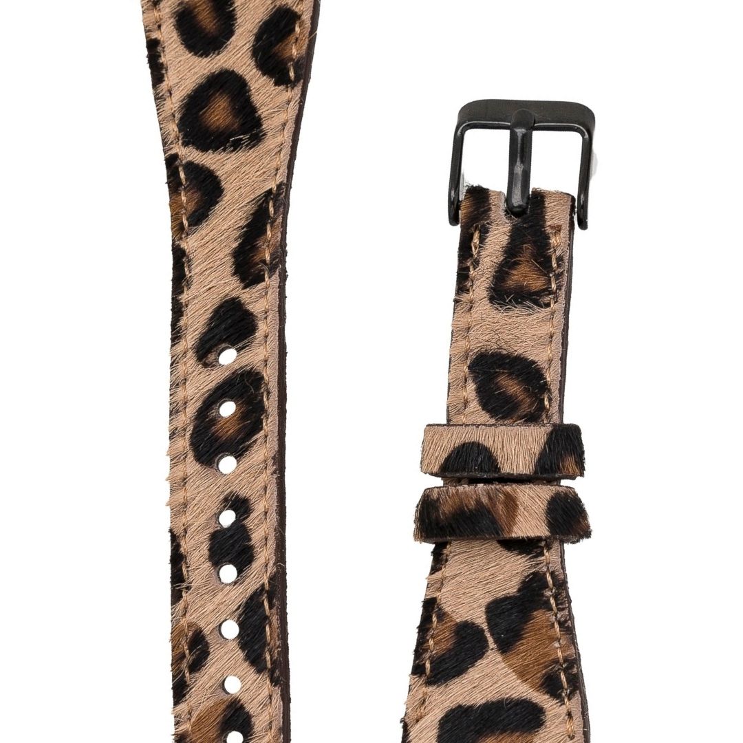 Hakiki Deri, El Yapımı, Saat Kordonu, 20 mm Ölçü, Tüylü Leopar