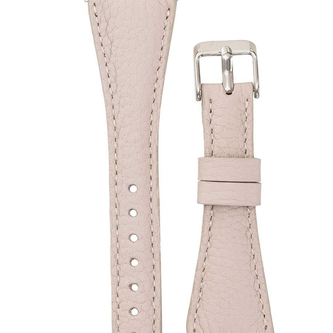 Hakiki Deri, El Yapımı, Saat Kordonu, 20 mm Ölçü, Dokulu Bej