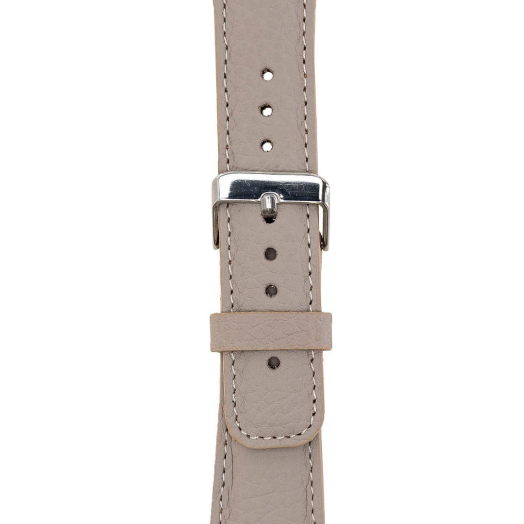 Hakiki Deri, El Yapımı, Saat Kordonu, 20 mm Ölçü, Dokulu Bej