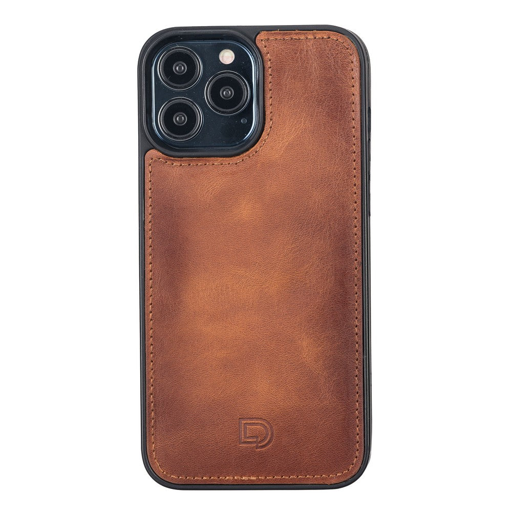 Apple iPhone 13 Pro Max uyumlu, Hakiki Deri, El Yapımı, Cüzdanlı Kılıf, Antik Taba