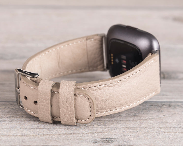 Fitbit Versa, Lite, Sense Serileri İle uyumlu, Deri Saat Kordonu, Bej