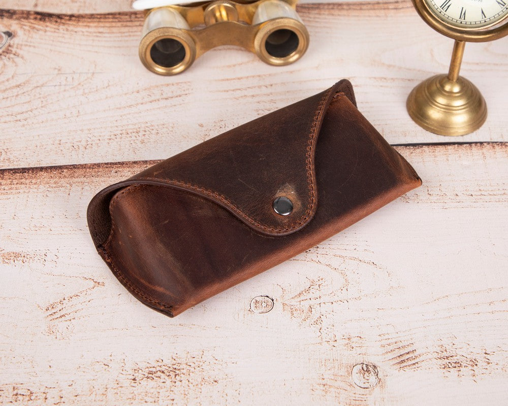 Roan Hakiki Deri, El Yapımı Gözlük Kılıfı, Antik Kahve