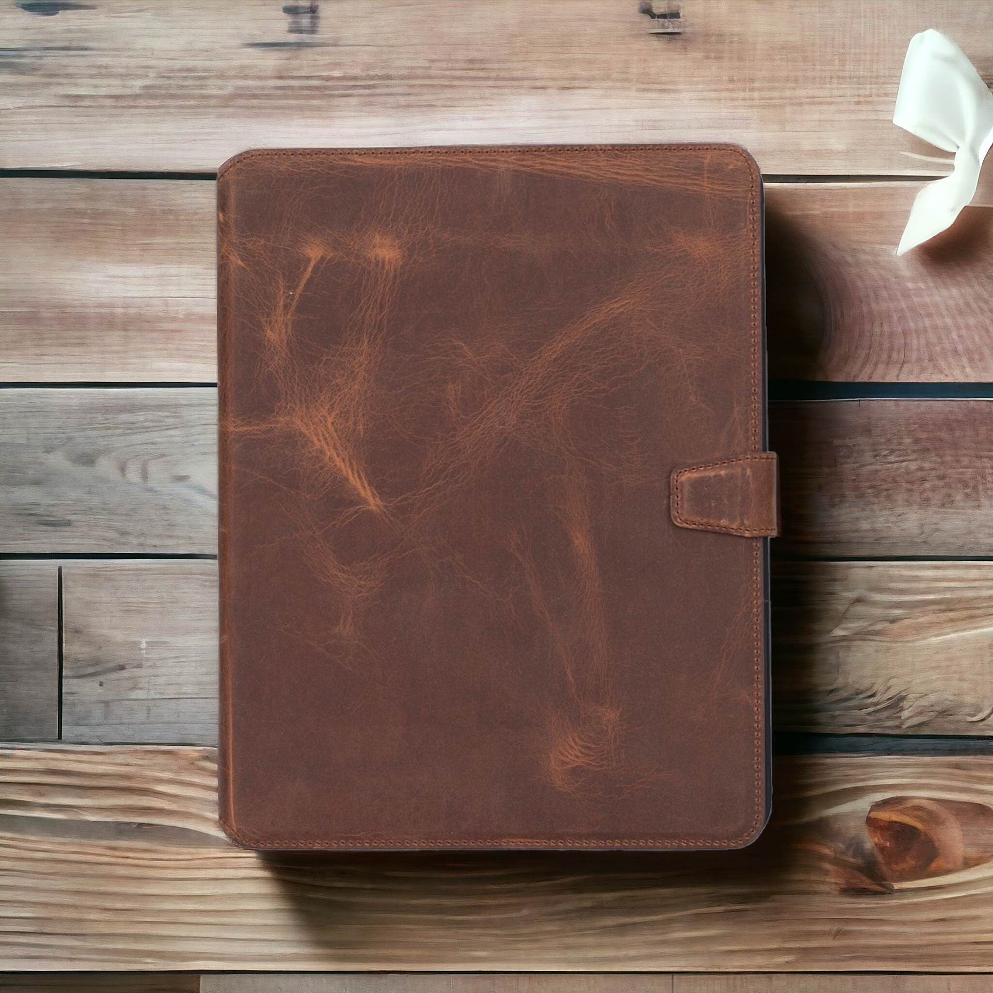 Apple iPad 10.nesil uyumlu, 10.9 inç Hakiki Deri, El Yapımı Kılıf, Antik Kahve