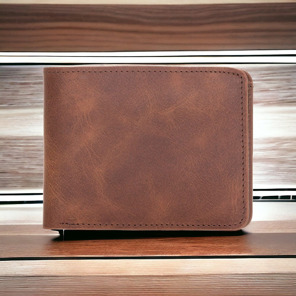 Pier Hakiki Deri, El Yapımı Erkek Cüzdan, 8 Kart Bölmesi, Rustik Kahve
