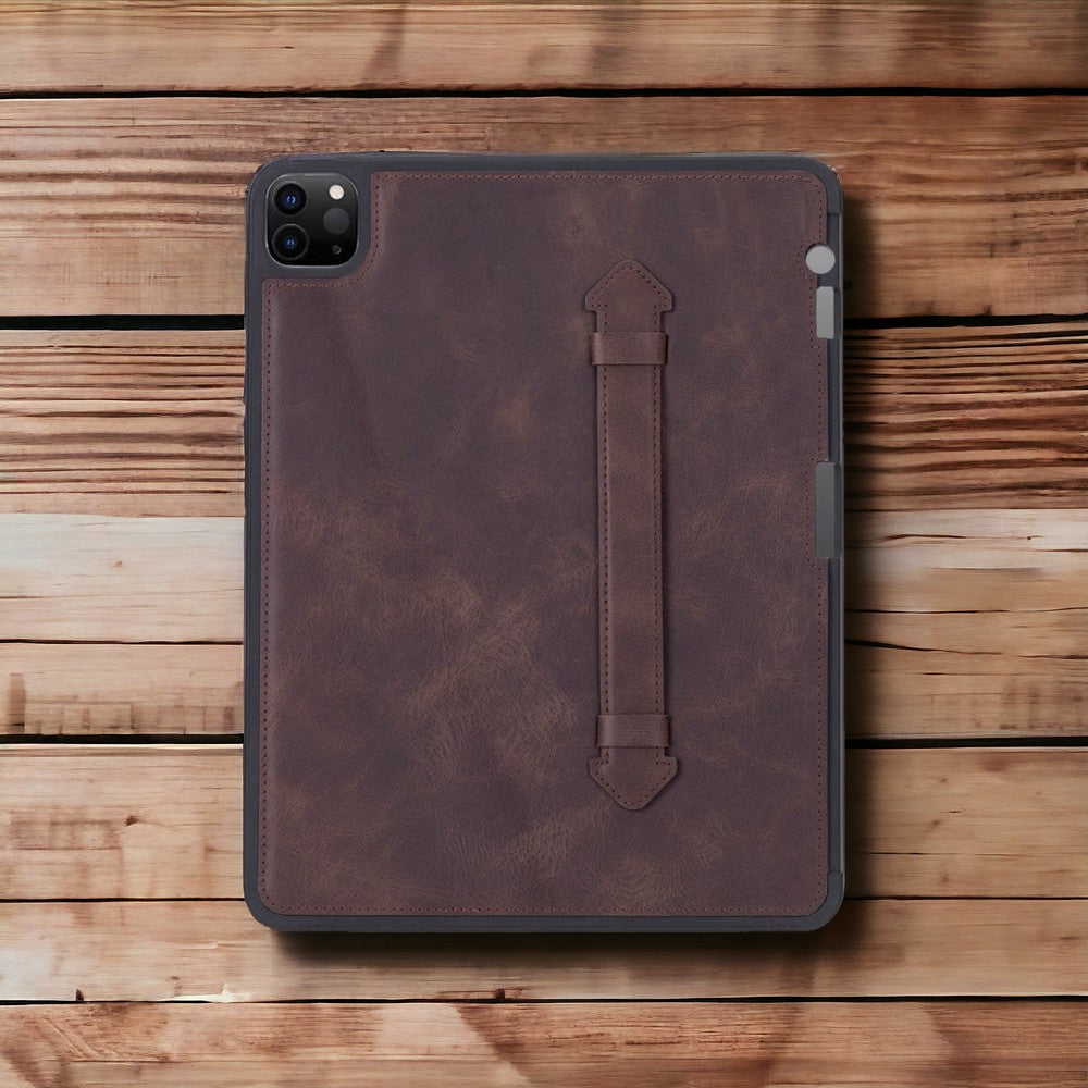 Apple iPad Pro 4.nesil uyumlu, 11 inç Hakiki Deri, El Yapımı Kılıf, Koyu Kahve