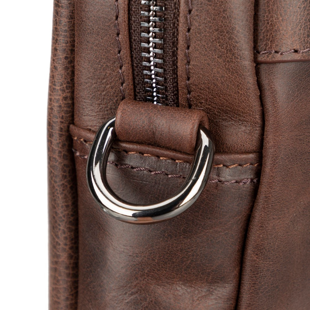 Apollo 13-14 inç MacBook ve PC uyumlu, Hakiki Deri, El Yapımı Çanta, Antik Koyu Kahve