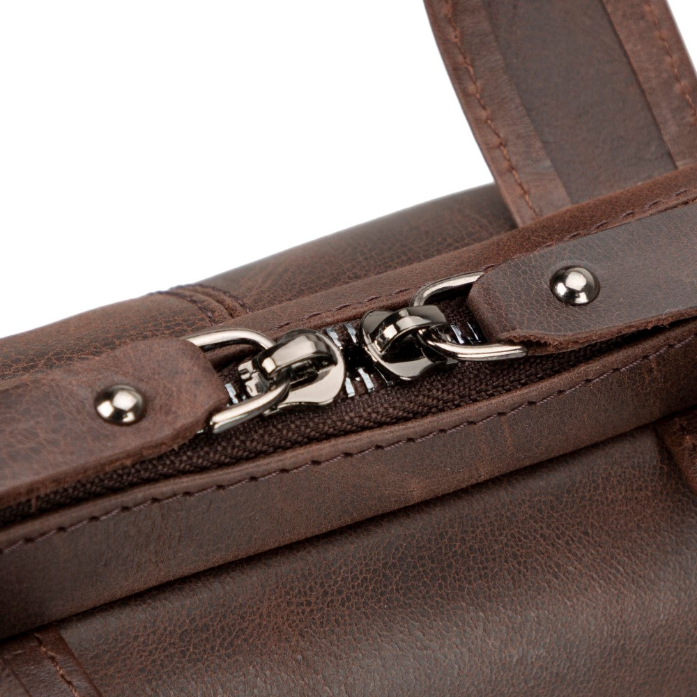 Apollo 13-14 inç MacBook ve PC uyumlu, Hakiki Deri, El Yapımı Çanta, Antik Koyu Kahve