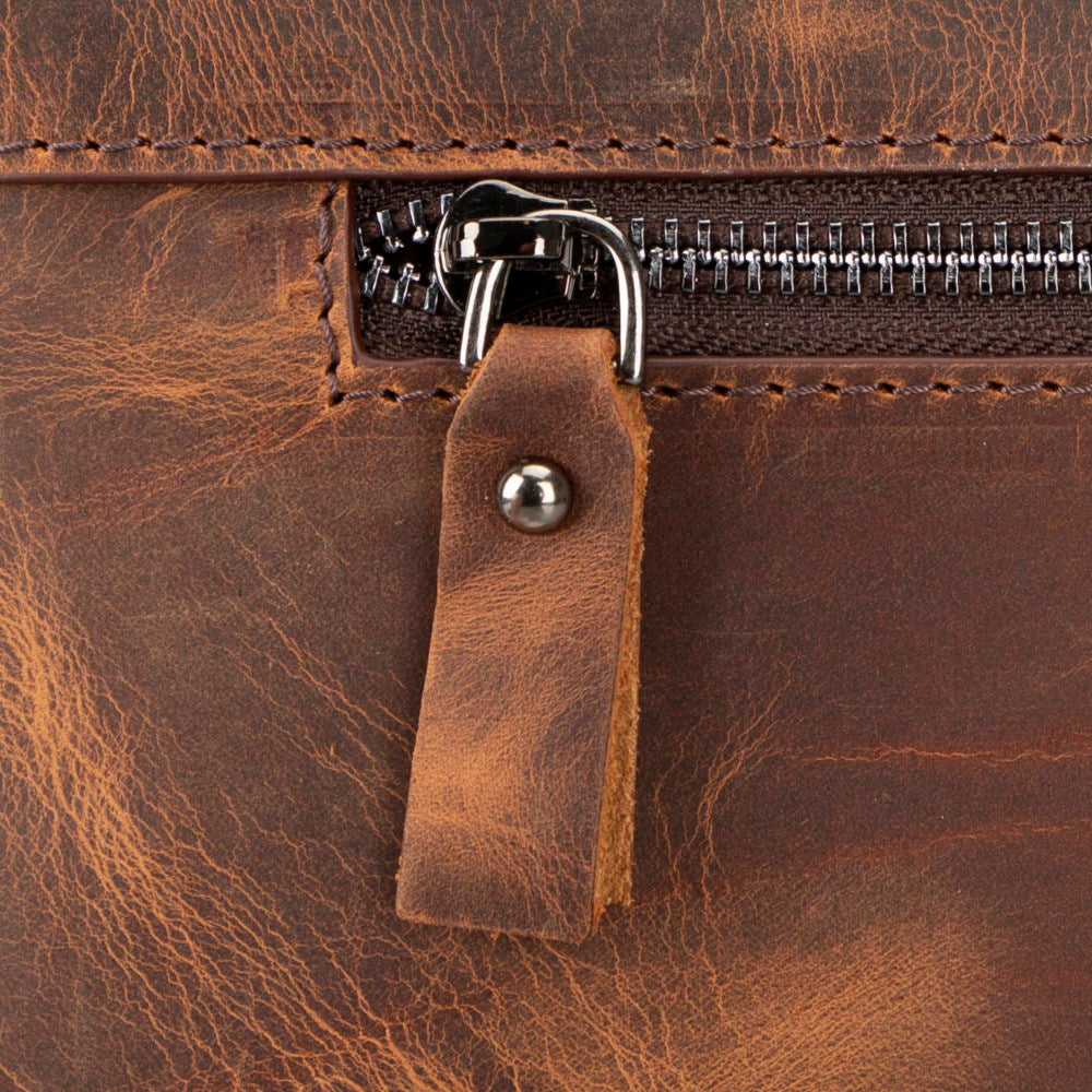 Apollo 13-14 inç MacBook ve PC uyumlu, Hakiki Deri, El Yapımı Çanta, Antik Kahve