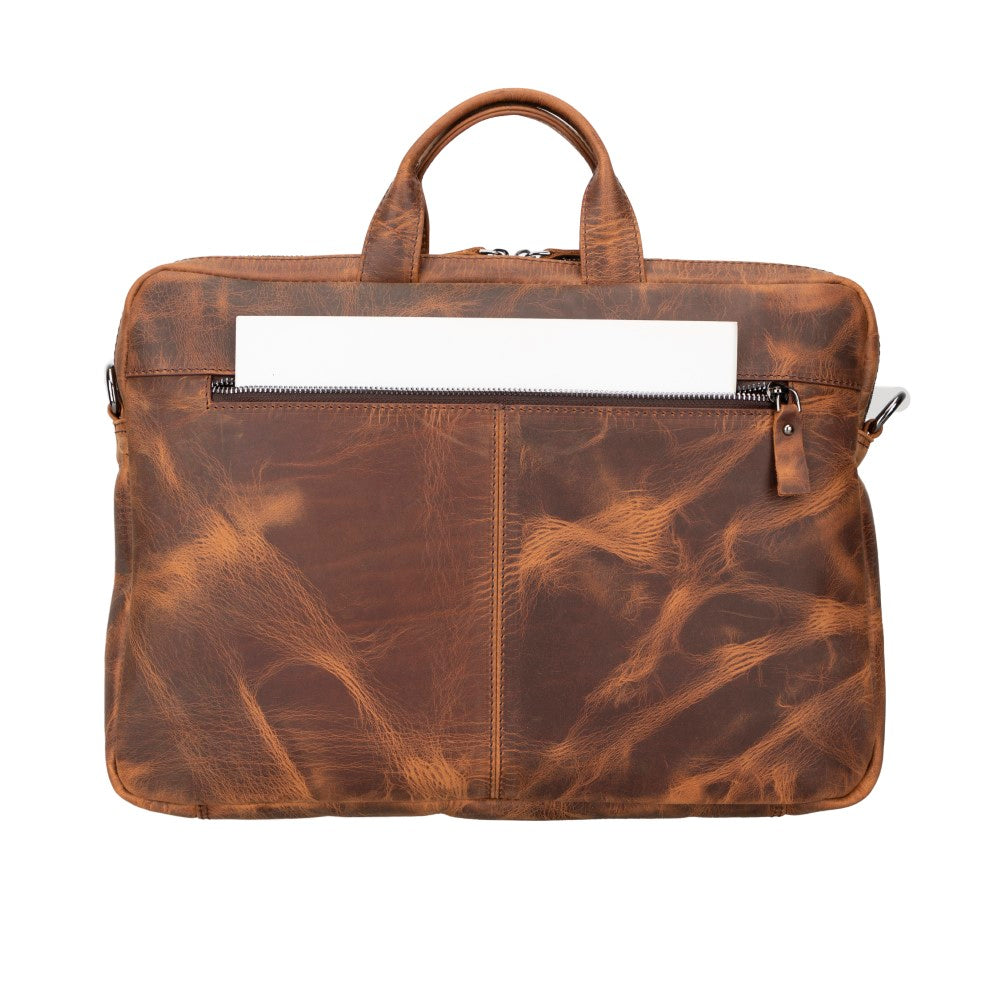 Apollo 13-14 inç MacBook ve PC uyumlu, Hakiki Deri, El Yapımı Çanta, Antik Kahve