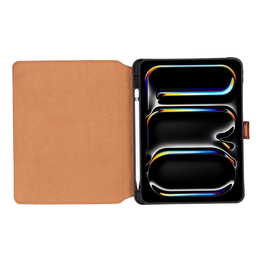 Apple 11 inç iPad Pro (M4) Uyumlu Hakiki Deri, El Yapımı Kılıf, Gölgeli Taba
