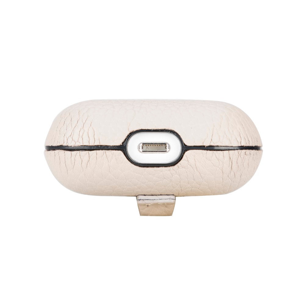 Apple AirPods 3.nesil uyumlu, Hakiki Deri, El Yapımı Kılıf, Juni ERC3 Bej