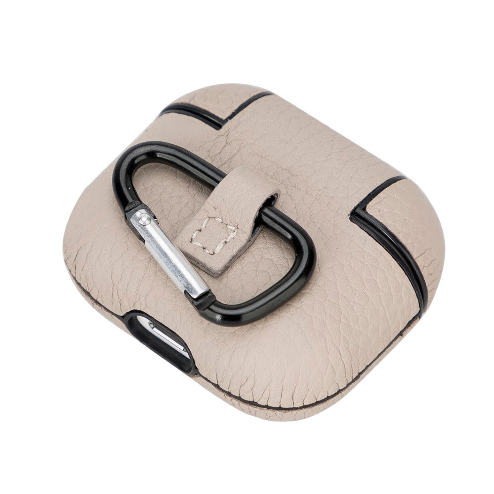 Apple AirPods 3.nesil uyumlu, Hakiki Deri, El Yapımı Kılıf, Juni ERC3 Bej