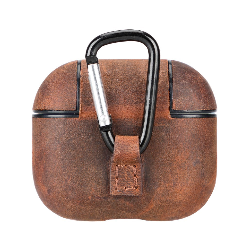 Apple AirPods 3.nesil uyumlu, Hakiki Deri, El Yapımı Kılıf, Juni Antik Kahve