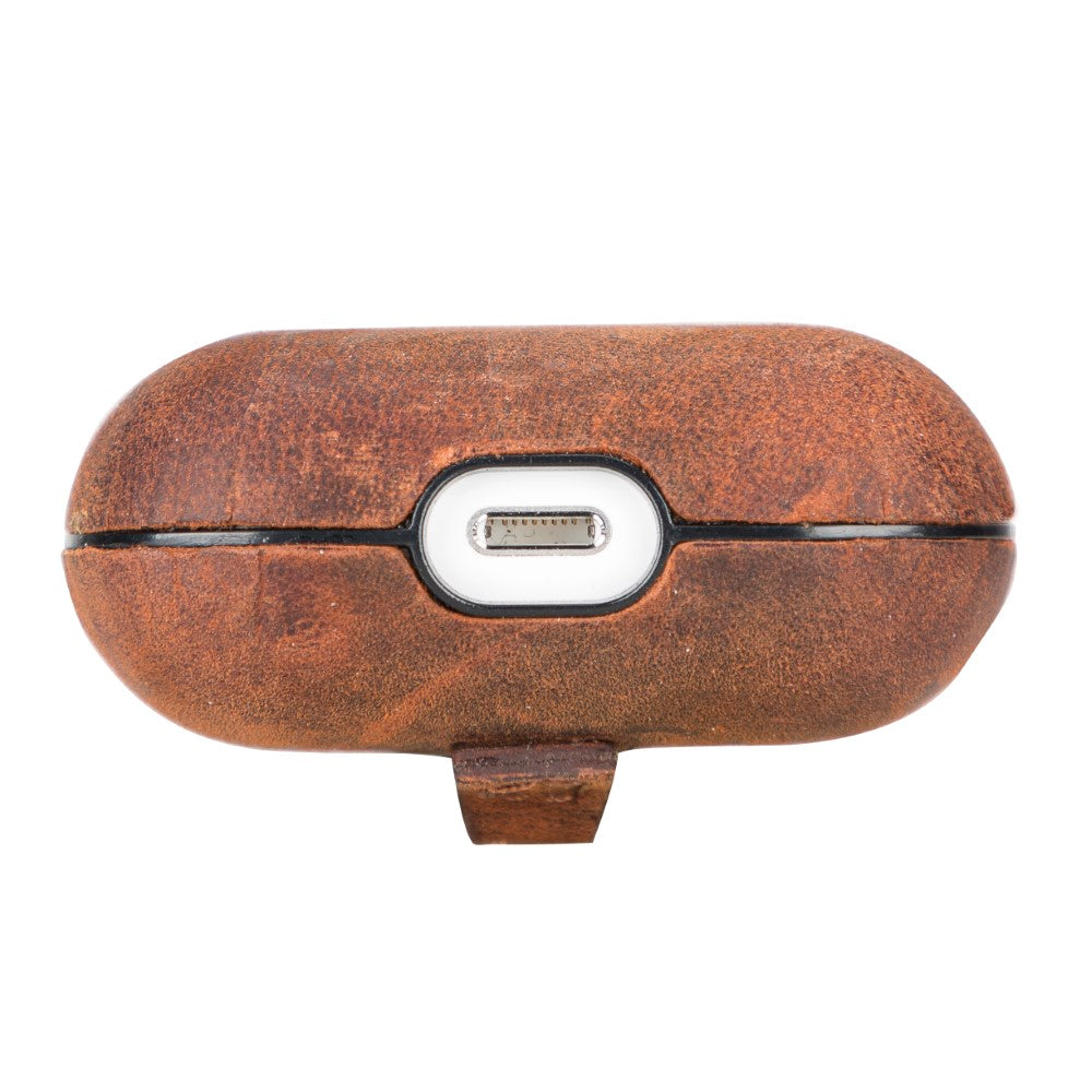 Apple AirPods 3.nesil uyumlu, Hakiki Deri, El Yapımı Kılıf, Juni Antik Kahve