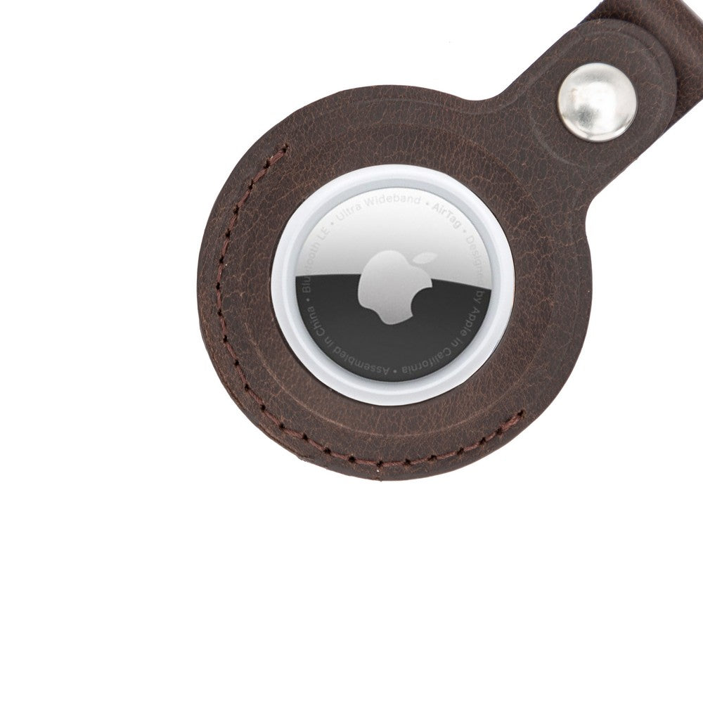 Arta Apple AirTag uyumlu, Hakiki Deri, El Yapımı Anahtarlık, Acı Kahve