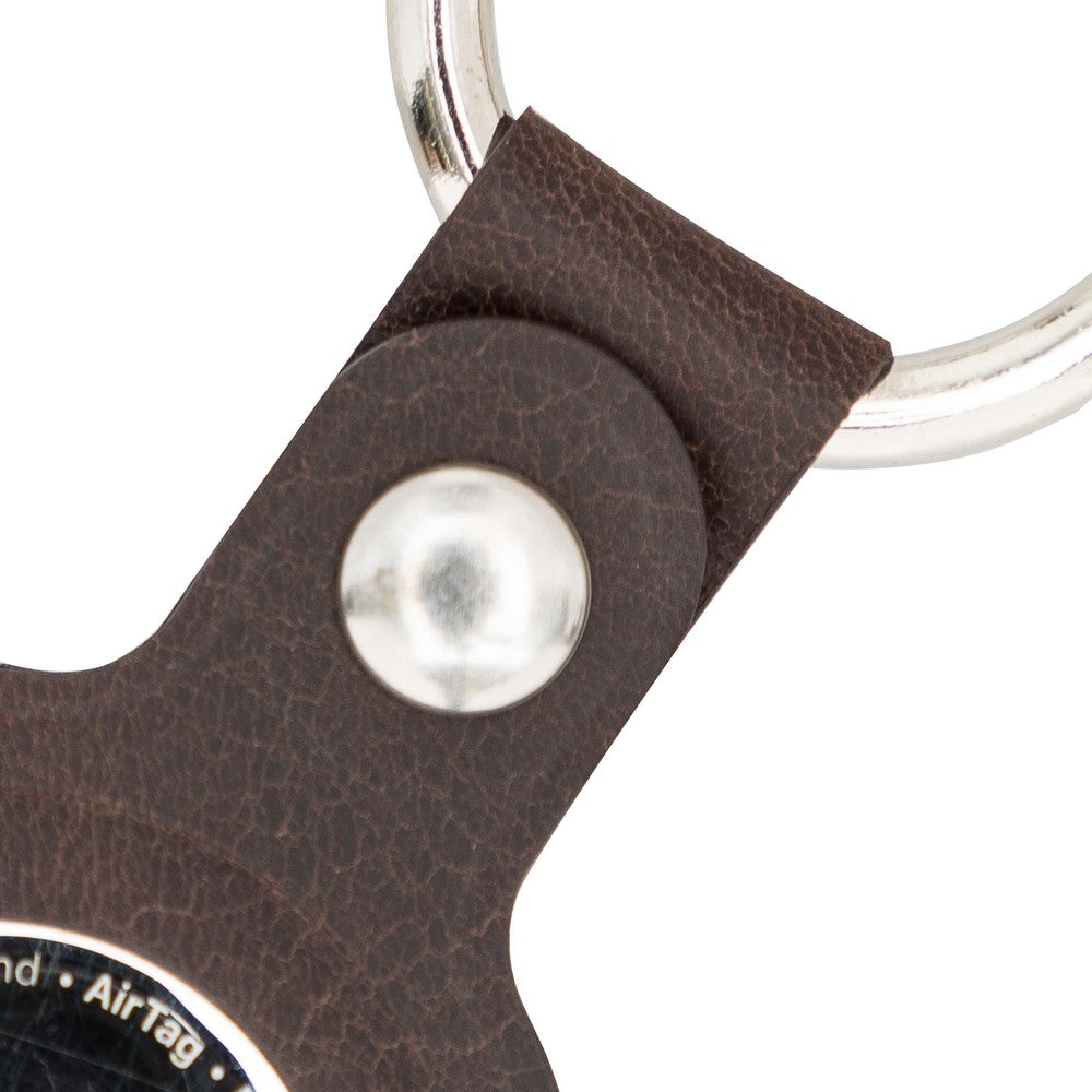 Arta Apple AirTag uyumlu, Hakiki Deri, El Yapımı Anahtarlık, Acı Kahve