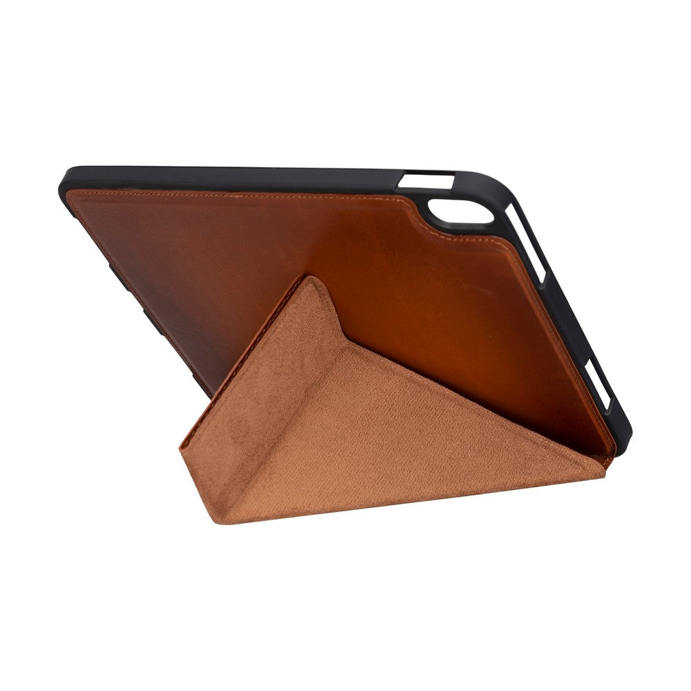 Apple iPad 10.nesil uyumlu, 10.9 inç Hakiki Deri, El Yapımı Kılıf, Rustik Taba