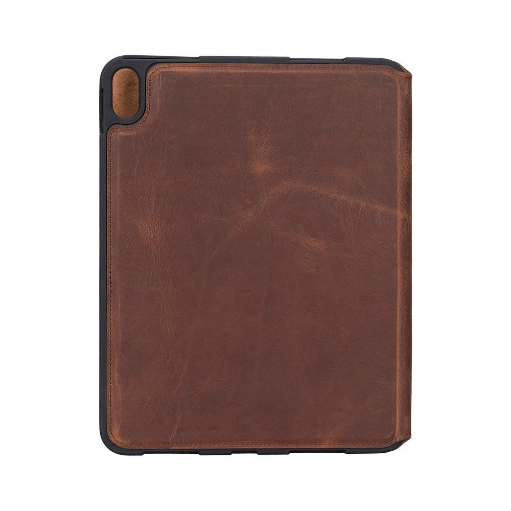 Apple iPad 10.nesil uyumlu, 10.9 inç Hakiki Deri, El Yapımı Kılıf, Antik Kahve