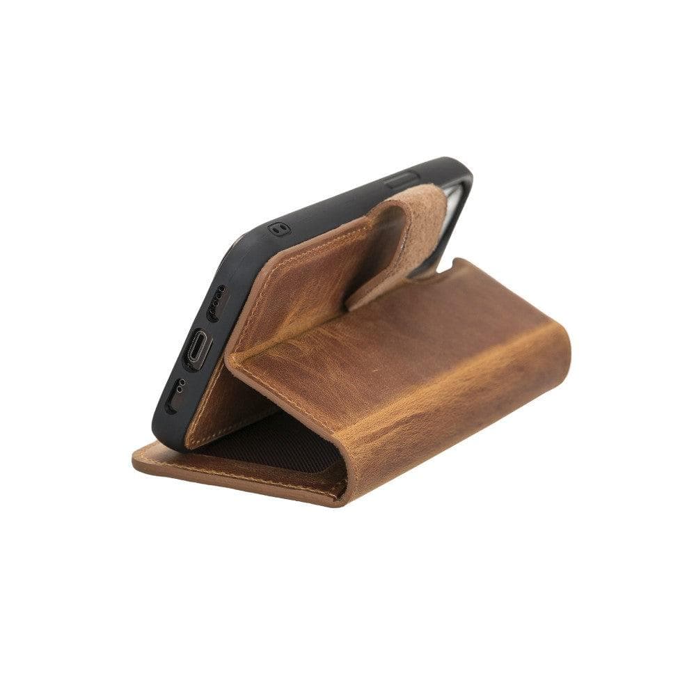 Apple iPhone 11 uyumlu, Hakiki Deri, El Yapımı, Cüzdanlı Kılıf, G6 Kahve