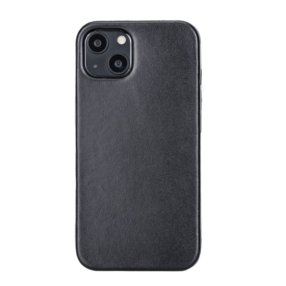 Apple iPhone 13 Mini uyumlu, Hakiki Deri, El Yapımı, Arka Kapak, ROCK Rustik Siyah