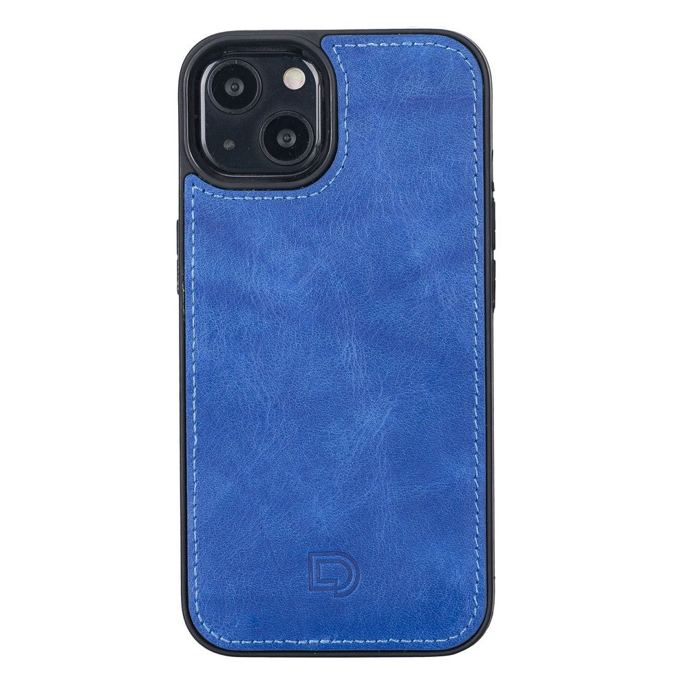 Apple iPhone 13 Pro Max uyumlu, Hakiki Deri, El Yapımı, Cüzdanlı Kılıf, Okyanus Mavi