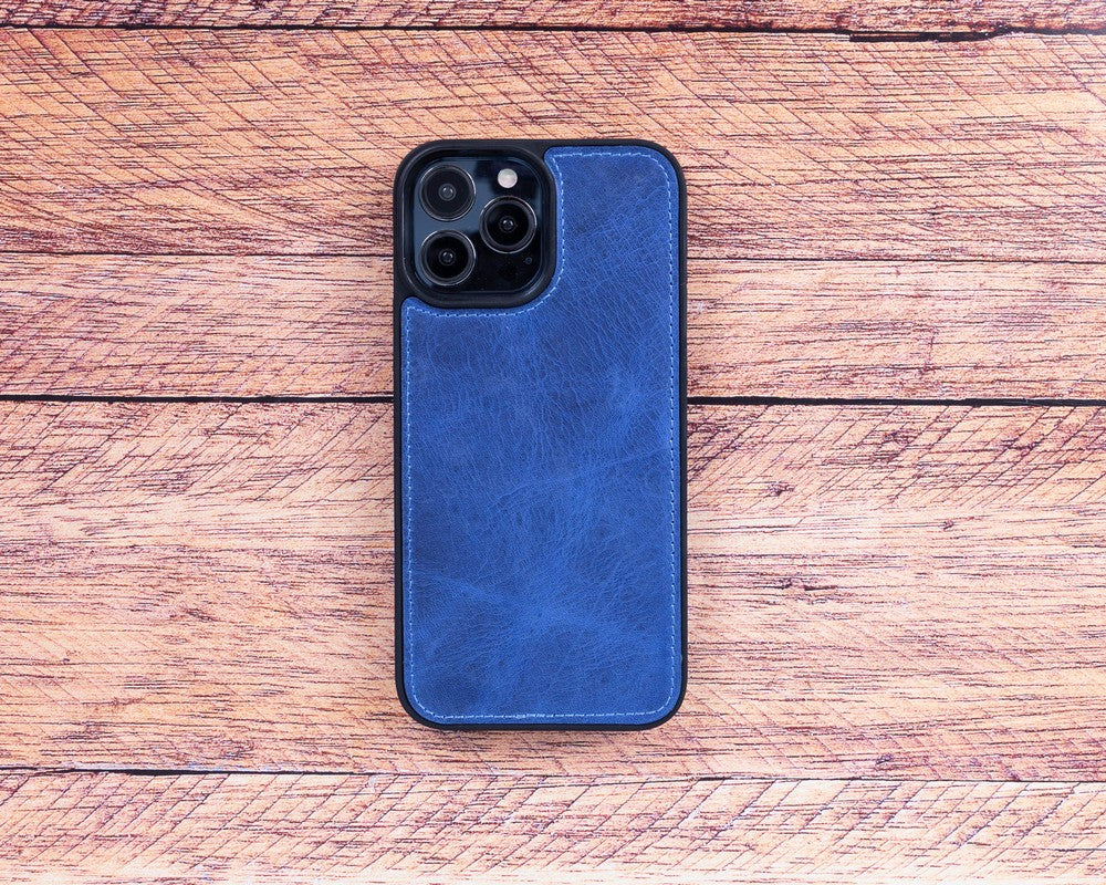 Apple iPhone 13 Pro uyumlu, Hakiki Deri, El Yapımı, Cüzdanlı Kılıf, Lacivert