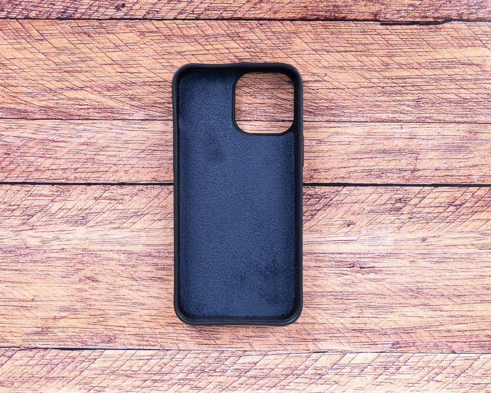 Apple iPhone 13 Pro uyumlu, Hakiki Deri, El Yapımı, Cüzdanlı Kılıf, Lacivert