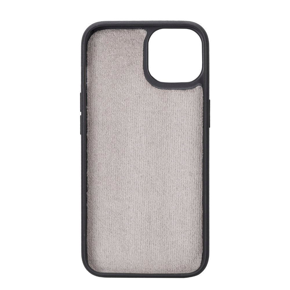 Apple iPhone 14 uyumlu, Hakiki Deri, El Yapımı, Cüzdanlı Kılıf, Gölgeli Gri