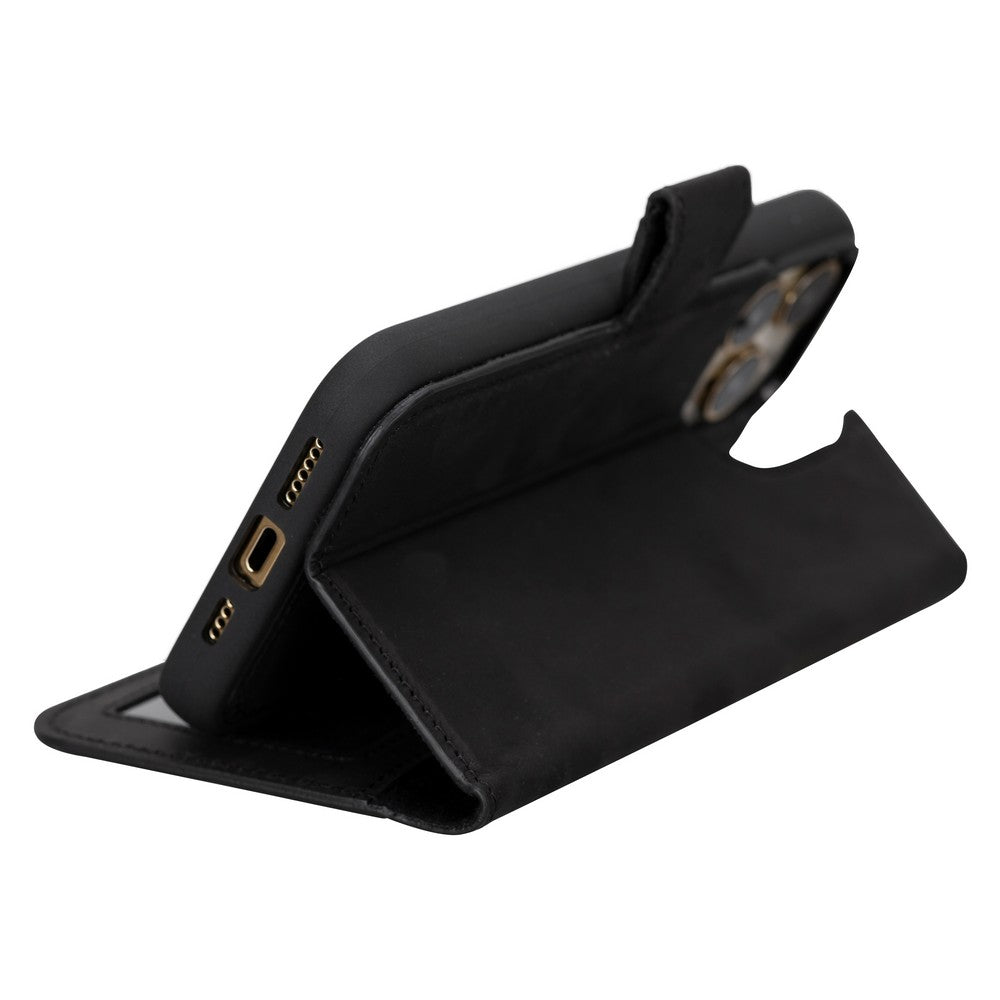 Apple iPhone 15 Pro Max uyumlu, Hakiki Deri, El Yapımı, Cüzdanlı Kılıf, G1