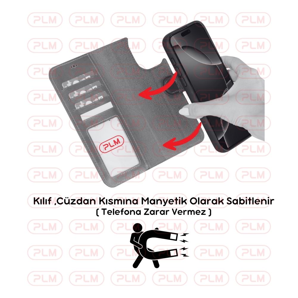 Apple iPhone 17e/16e uyumlu, Hakiki Deri, El Yapımı, Cüzdanlı Kılıf, Gölgeli Taba