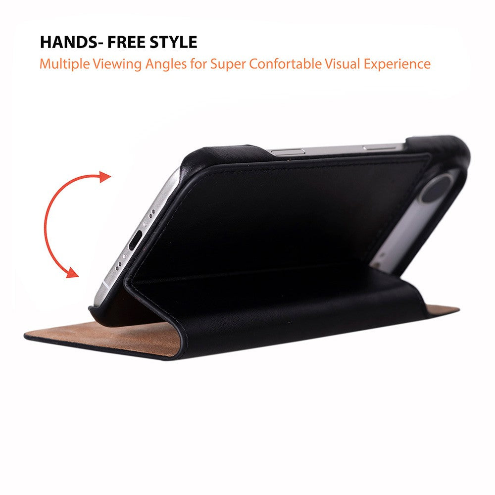 Apple iPhone 17 Air için, Hakiki Deri, El Yapımı, Cüzdanlı Slim Kılıf, Mag safe ile uyumlu, İç Yüzeyi Kadife, Siyah