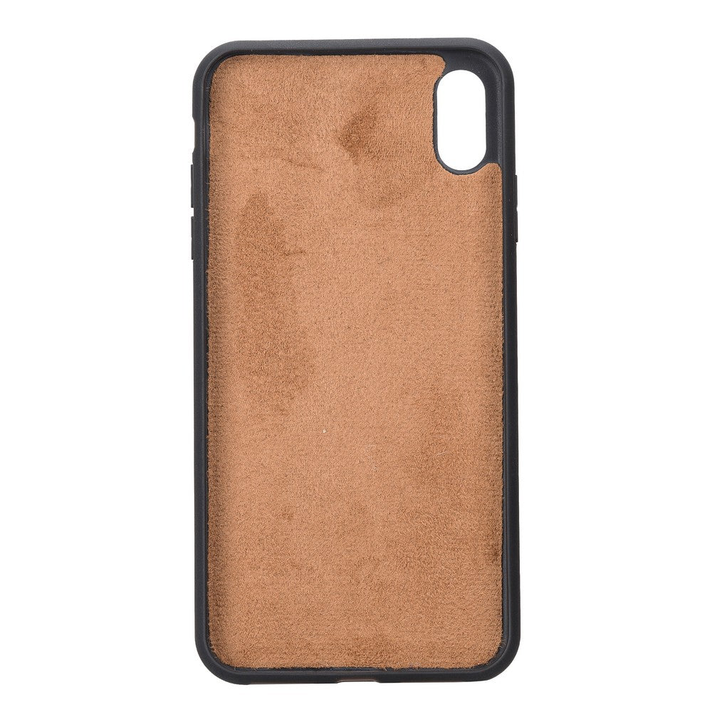 Apple iPhone XS Max uyumlu, Hakiki Deri, El Yapımı, Cüzdanlı Kılıf, Kahverengi