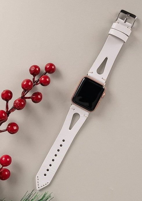 Apple Watch uyumlu, Hakiki Deri, El Yapımı Kordon, BA2 F3 Beyaz