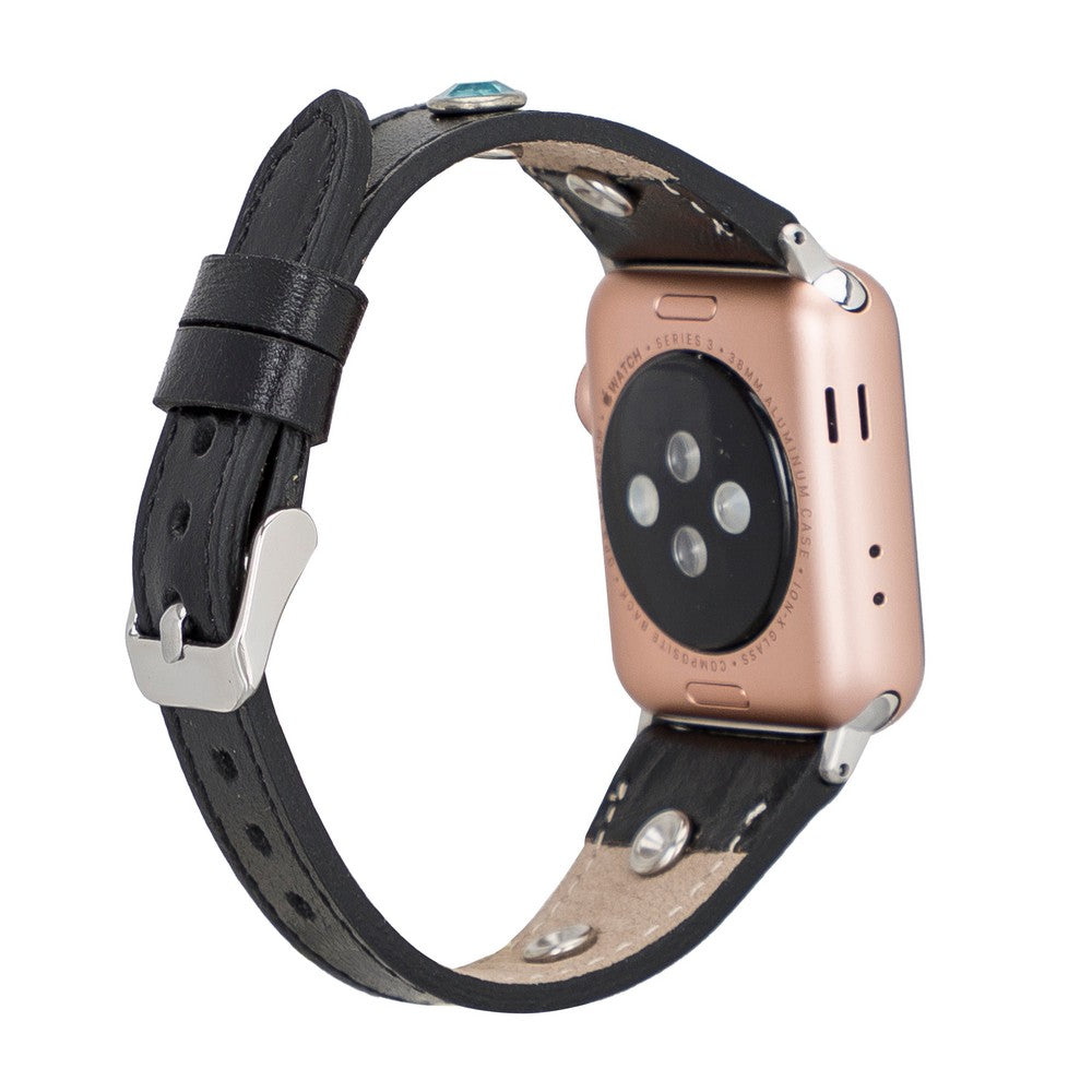 Apple Watch uyumlu, Hakiki Deri, El Yapımı Kordon, Slim TR Rustik Siyah