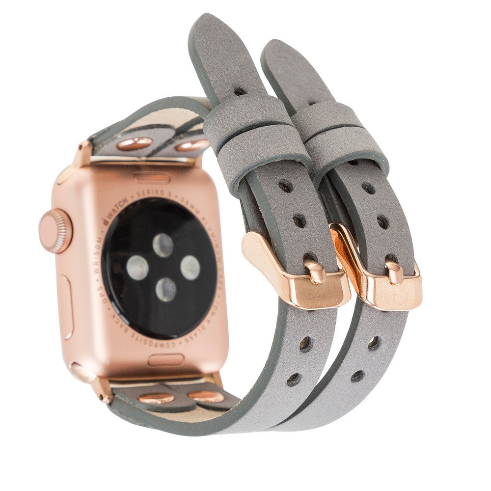 Apple Watch uyumlu, Hakiki Deri, El Yapımı Kordon, Ely Double Tour RST9 Gri