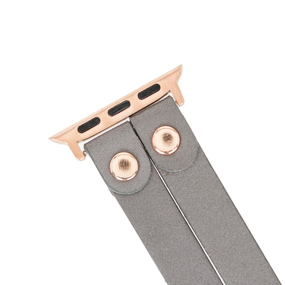 Apple Watch uyumlu, Hakiki Deri, El Yapımı Kordon, Ely Double Tour RST9 Gri